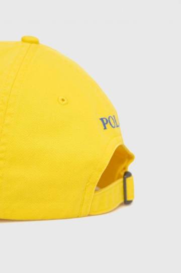 Хлопковая кепка Polo Ralph Lauren цвет жёлтый с аппликацией 710667709 Хлопковая кепка Polo Ralph Lauren цвет жёлтый с аппликацией 710667709