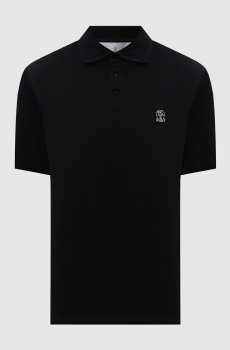 Черное поло с принтом эмблемы