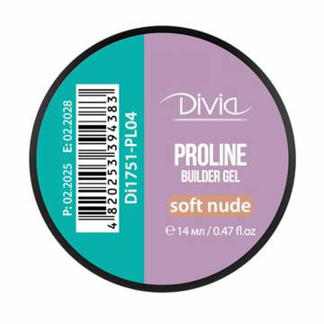 Гель для наращивания ногтей Divia ProLine Builder Gel PL04 Soft Nude, 14 г Гель для наращивания ногтей Divia ProLine Builder Gel PL04 Soft Nude, 14 г