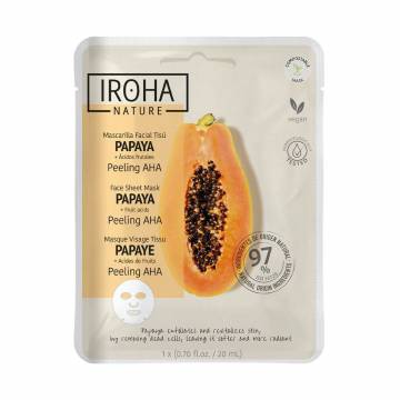 Тканевая маска-пилинг для лица Iroha Nature Papaya Peeling AHA Face Sheet Mask, 20 мл Тканевая маска-пилинг для лица Iroha Nature Papaya Peeling AHA Face Sheet Mask, 20 мл