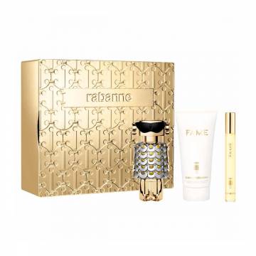 Парфюмированный набор женский Rabanne Fame (парфюмированная вода, 50 мл + лосьон для тела, 75 мл + парфюмированная вода, 10 мл) Парфюмированный набор женский Rabanne Fame (парфюмированная вода, 50 мл + лосьон для тела, 75 мл + парфюмированная вода, 10 мл)