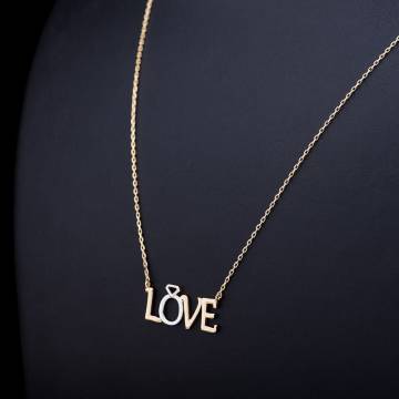 Золотое колье "Love" с помолвочным колечком кол01020 Золотое колье "Love" с помолвочным колечком кол01020