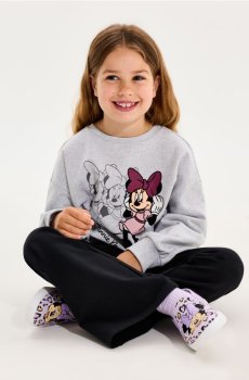 Бавовняний комплект: світшот і штани Minnie Mouse - різнобарвний
