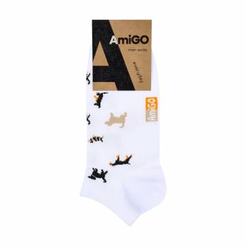 Носки мужские AmiGO собаки, белые, размер 25
