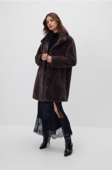 Reserved - Пальто зі штучного хутра - темно коричневий - 684HD-89X