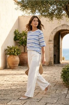 Бавовняна футболка в смужку - індиго