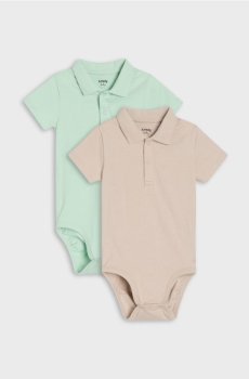 Бавовняне боді з коміром - пильно-зелений