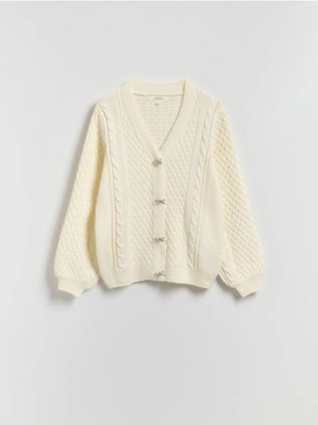 Reserved - Кардиган з декоративними ґудзиками - кремовий - 374HZ-01X