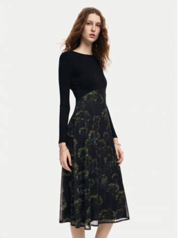 Desigual Повсякденна сукня Dark Pansee Lacroix 24WWVK37 Чорний Regular Fit Desigual Повсякденна сукня Dark Pansee Lacroix 24WWVK37 Чорний Regular Fit