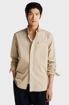 Мужская бежевая рубашка GMD TWILL SOLID Бежевый M Tommy Hilfiger MW0MW37582