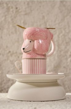 Горнятко у формі пуделя - пастельний рожевий