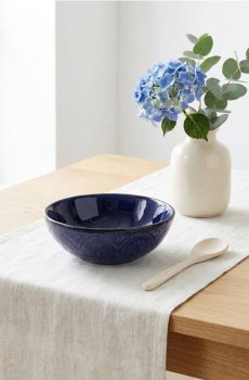 Керамічна миска з тисненим візерунком - синій