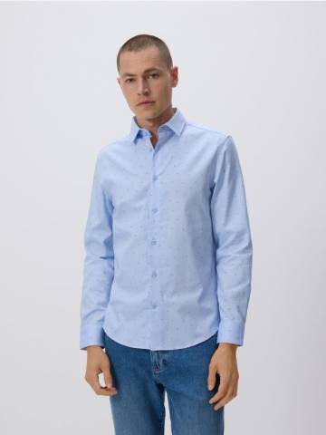 Reserved - Сорочка тонкого крою в мікропринт - блідо-блакитний - 7995H-05P Reserved - Сорочка тонкого крою в мікропринт - блідо-блакитний - 7995H-05P