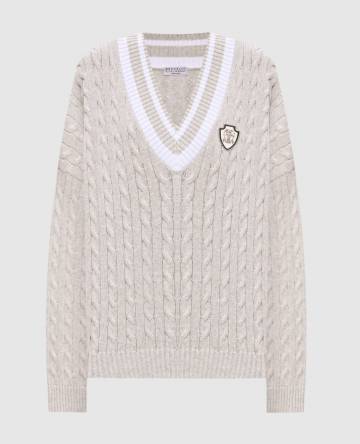 Серый пуловер в фактурный узор