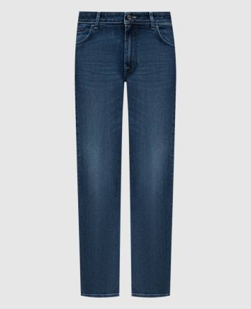 Синие джинсы с эффектом потертости