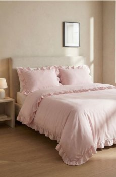 Комплект бавовняної постільної білизни - пастельний рожевий