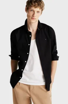Мужская черная рубашка FLEX POPLIN KENT COLLAR SF Черный S Tommy Hilfiger MW0MW38137