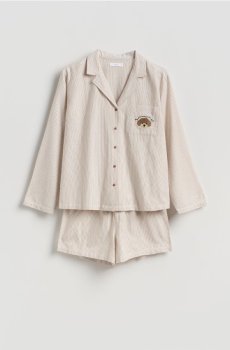Reserved - Бавовняний піжамний комплект - бежевий - 095HQ-08X