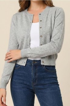 Класичний кардиган на ґудзиках - сірий