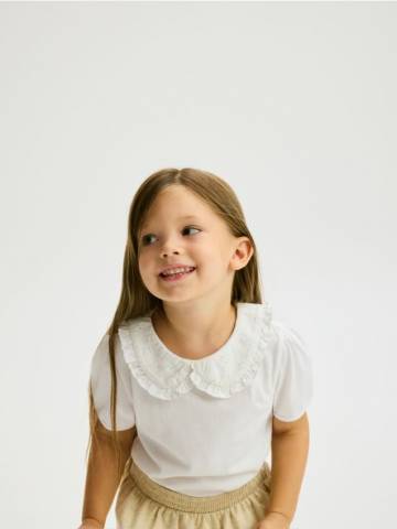 Reserved - Блузка з ефектним коміром - кремовий - 558FT-01X