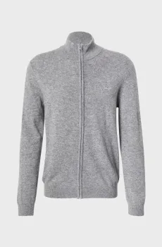 Мужской серый шерстяной кардиган EXTRAFINE Серый L Gant 8050275