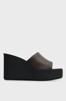 Женские коричневые кожаные мюли WEDGE 70 Коричневый 36 Calvin Klein HW0HW02881