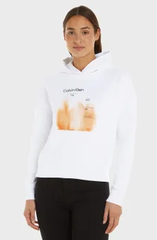 Женское белое худи WATERCOLOR FADE Белый XS Calvin Klein K20K206762