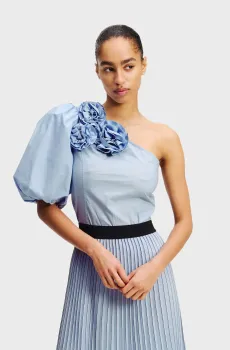 Женская голубая блуза FLOWER ONE SHOULDER BLOUSE Голубой 40 Karl Lagerfeld A2W11008