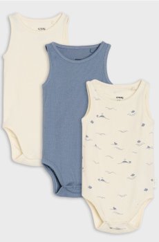 Бавовняне боді без рукавів 3 pack - кремовий