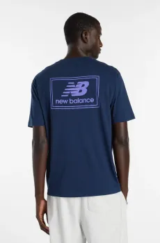 Мужская темно-синяя футболка Woven Label Синий S New Balance MT53928NNY