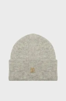Женская серая шапка TH LUXE BEANIE Серый ONESIZE Tommy Hilfiger AW0AW16628