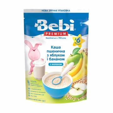 Детская молочная каша Bebi Premium Пшеничная с яблоком и бананом, от 6 месяцев, 200 г Детская молочная каша Bebi Premium Пшеничная с яблоком и бананом, от 6 месяцев, 200 г