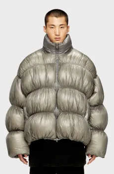 Мужской серый пуховик W-CHOCO Серый 48 Diesel A18491 0DEBT