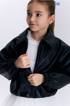 Reserved - Бомбер з екошкіри - чорний - 429HR-99X