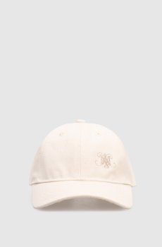 Бежевая кепка с коноплей с вышивкой монограммы