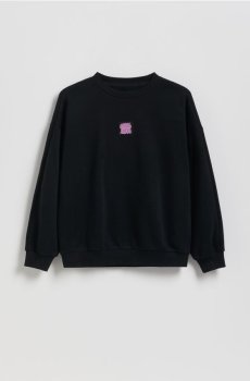 Reserved - Бавовняний світшот оверсайз - чорний - 574HR-99X