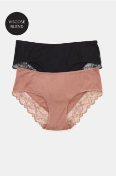 Віскозні хіпстер трусики з мереживом 2 упаковки - різнобарвний