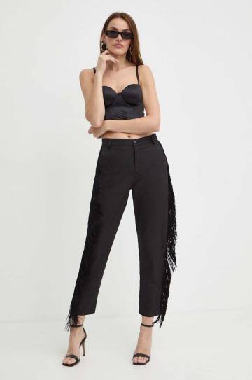 Брюки с примесью льна Pinko цвет чёрный chinos высокая посадка 103619 A1XF Брюки с примесью льна Pinko цвет чёрный chinos высокая посадка 103619 A1XF