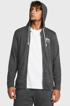 Мужское темно-серое худи UA Rival Terry LC FZ Серый 3XL Under Armour 1370409-025