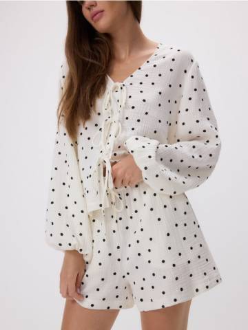 Reserved - Муслінові шорти з візерунком - білий - 477FM-00X