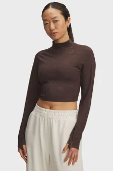 Женский темно-коричневый лонгслив Meridian Suede Effect LS Коричневый L Under Armour 6007020-246