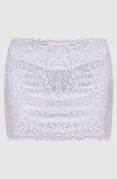 Белая пляжная юбка мини с кристаллами