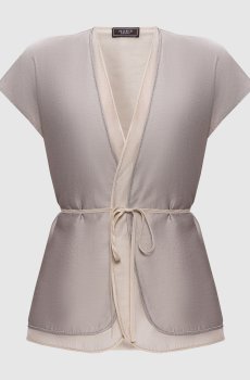 Серый кардиган на запах с цепочкой мониль