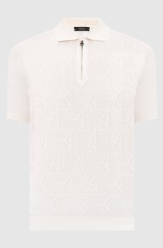 Белое поло в узор с логотипом