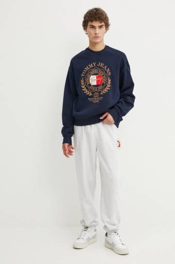 Спортивные штаны Tommy Jeans цвет серый с аппликацией DM0DM19480 Спортивные штаны Tommy Jeans цвет серый с аппликацией DM0DM19480