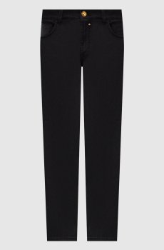 Черные джинсы с кожаным патчем логотипа