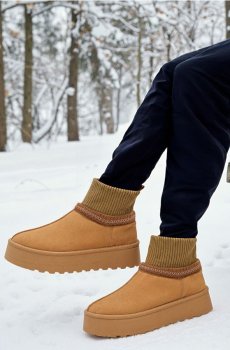 Черевики зі штучної замші - золотисто-коричневий