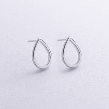 Серебряные серьги-пусеты "Большие капельки" (1.7 х 1.2 см) 122500 Серебряные серьги-пусеты "Большие капельки" (1.7 х 1.2 см) 122500