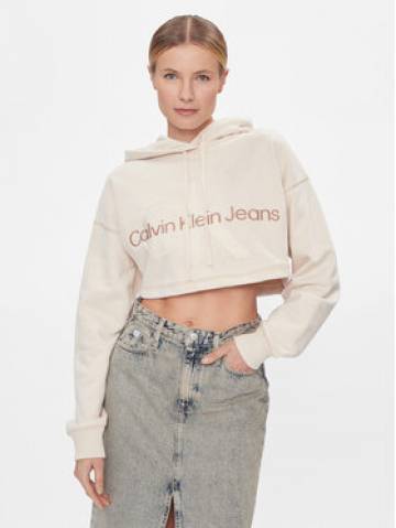 Calvin Klein Jeans Світшот Hero Monologo Short Hoodie J20J222540 Écru Regular Fit Calvin Klein Jeans Світшот Hero Monologo Short Hoodie J20J222540 Écru Regular Fit