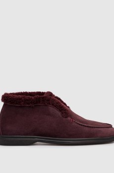 Бордовые замшевые дезерты на меху